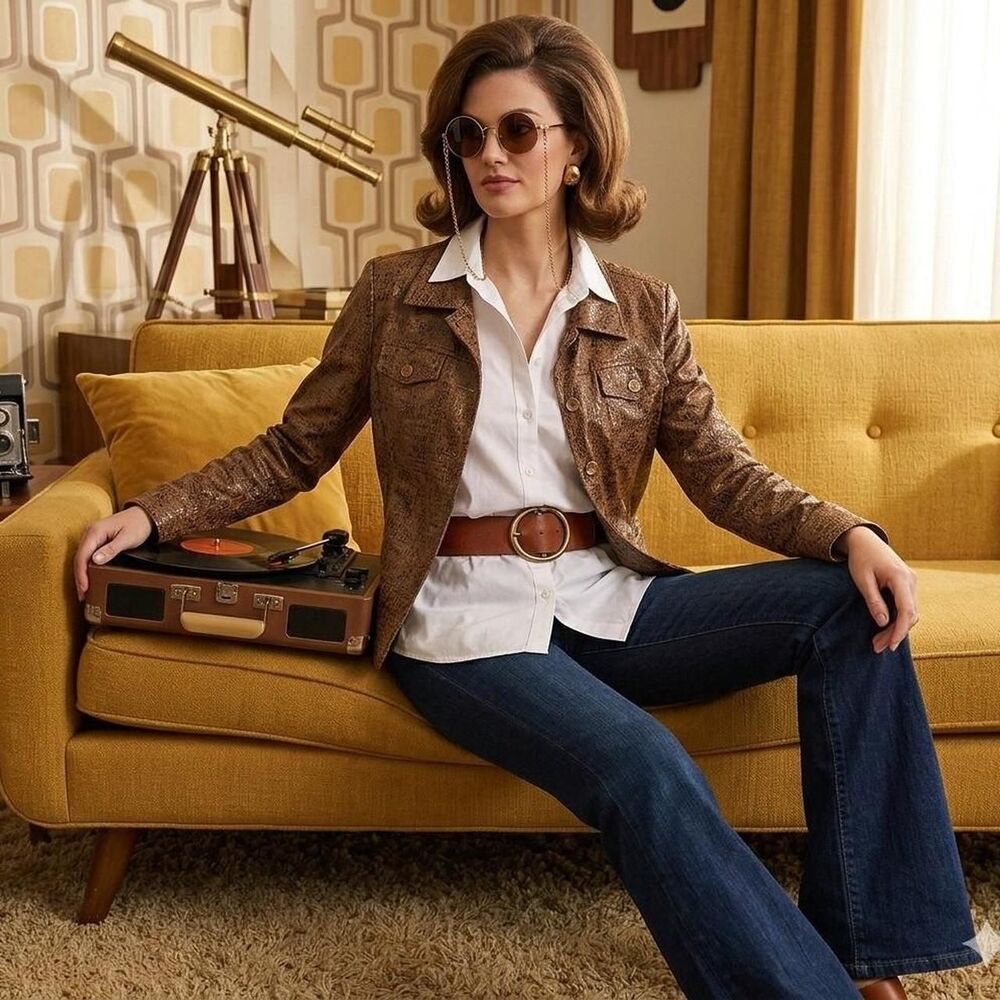 Mid-Century Mod Python Jacket - 70s Flair retro vintage chic safari Large